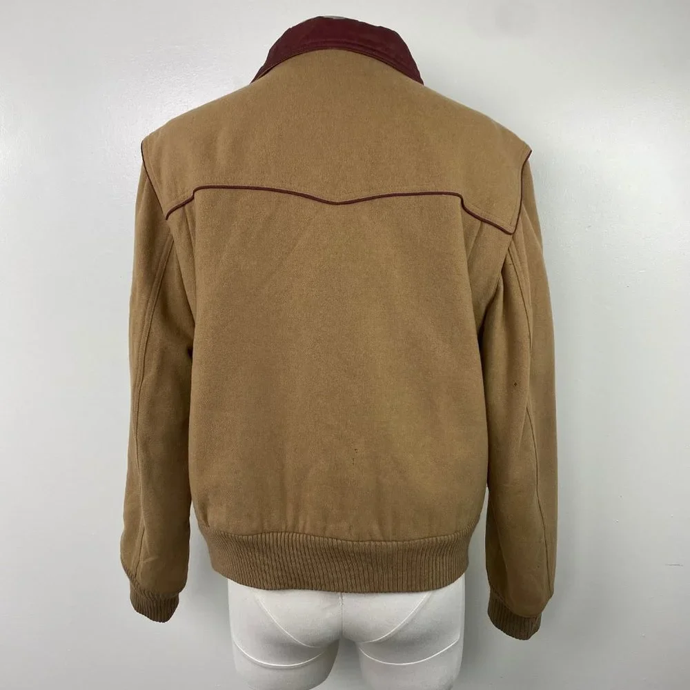 Vintage Anderson-Little Tan w/ Red Trim Coat Large Wool Blend - Picture 12 of 15
